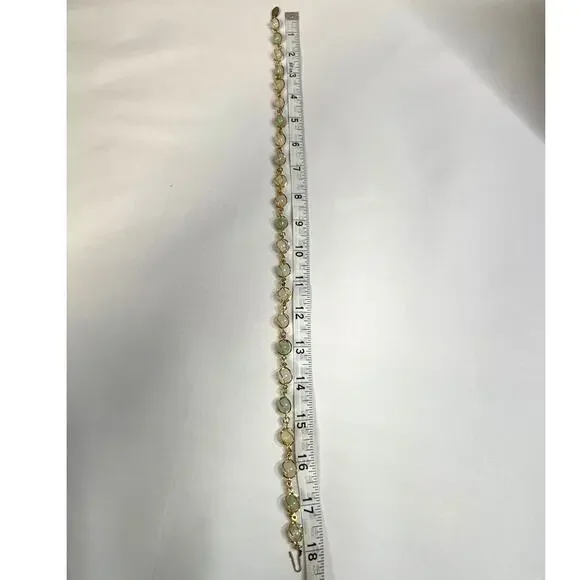 Vintage Topaz and Jade Bead and Chain Necklace Gold Tone - Picture 3 of 4